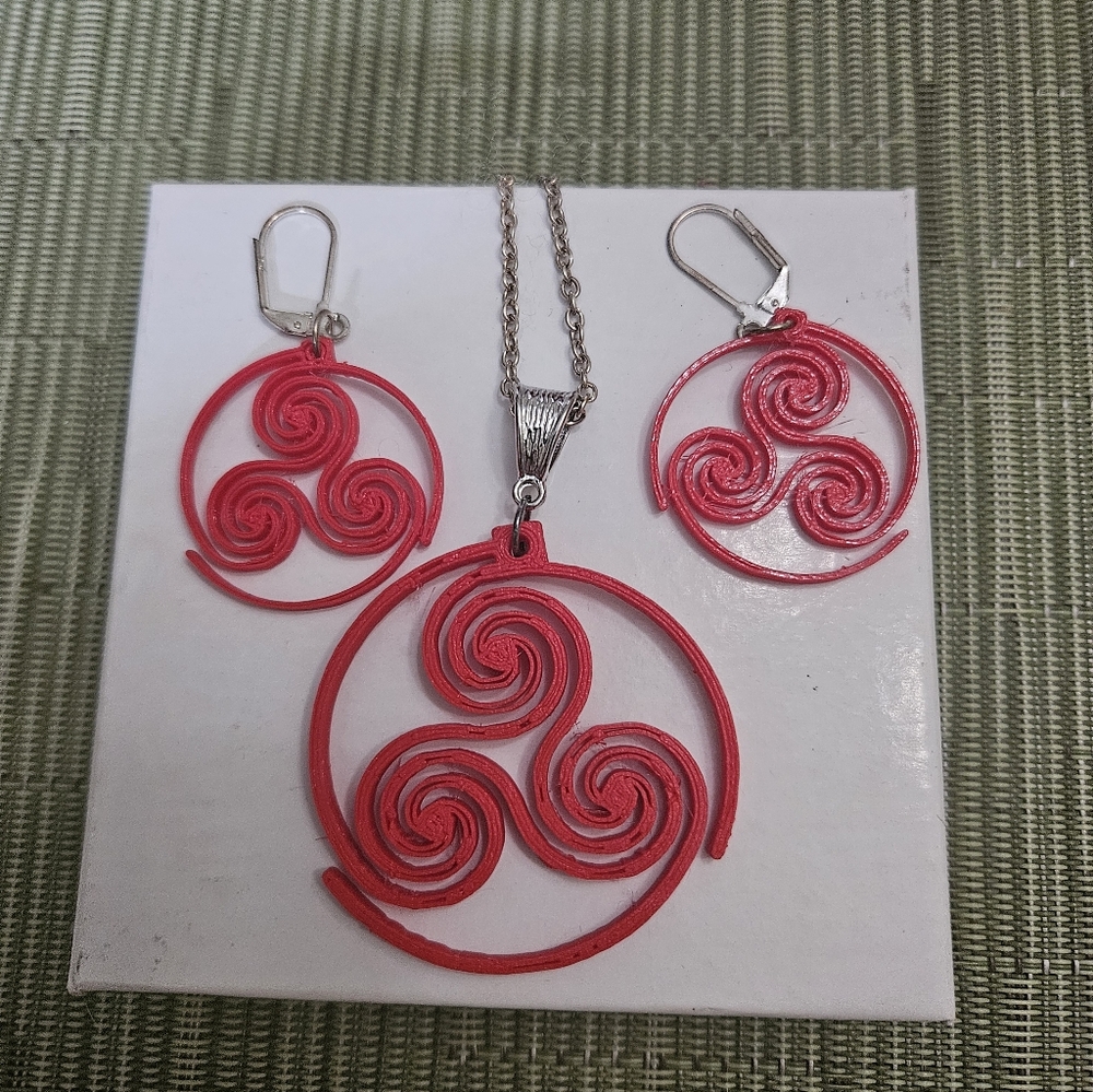 3D Printed Elegant Red Celtic Swirl Jewelry Set